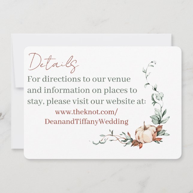 Cartões detalhados do Casamento outono romântico (Frente)