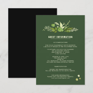 Cartões Detalhes de Casamento   Verde Preto Botâni