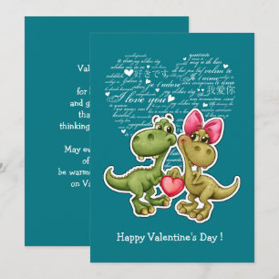 Cartões Dia de os namorados Dinossauros Engraçad