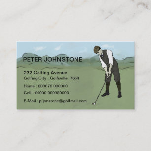 Cartões do contato do jogador de golfe do vintage