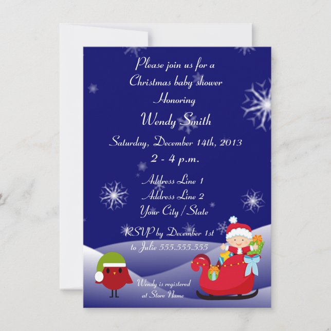 Cartões do convite do chá de fraldas do Natal (Frente)