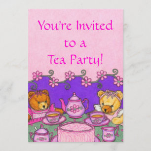Cartões do convite do tea party do urso de ursinh