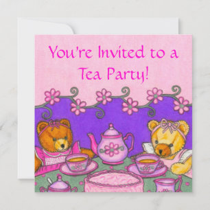 Cartões do convite do tea party do urso de ursinh
