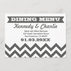 Cartões do menu do casamento de Chevron