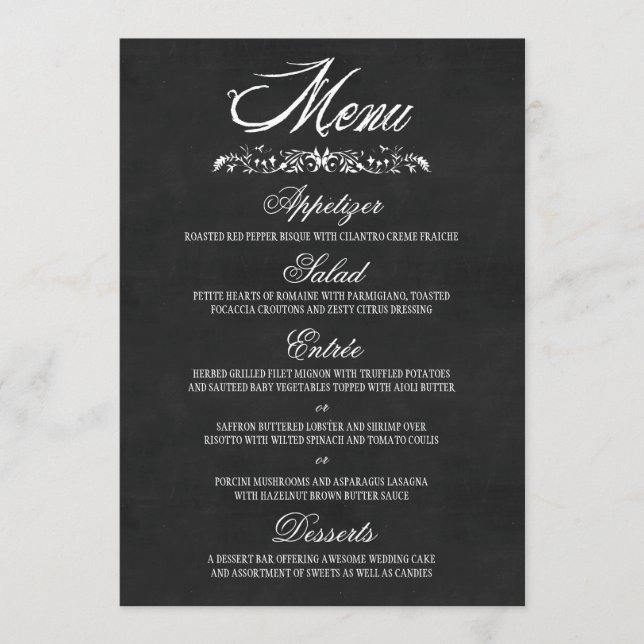 Cartões do menu do casamento do quadro (Frente)