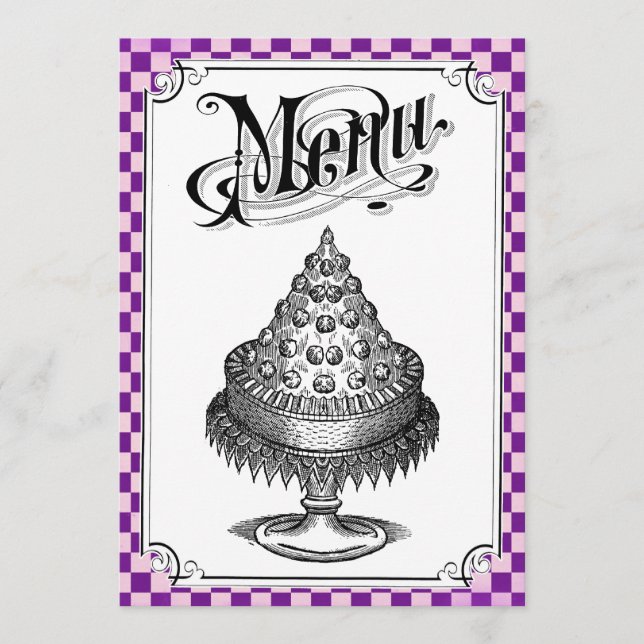 Cartões do menu do casamento do tabuleiro de damas (Frente)