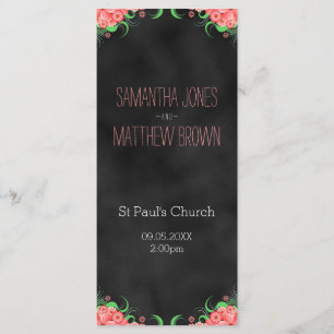 Cartões do Programa de Casamento Floral Rosa-Chalk
