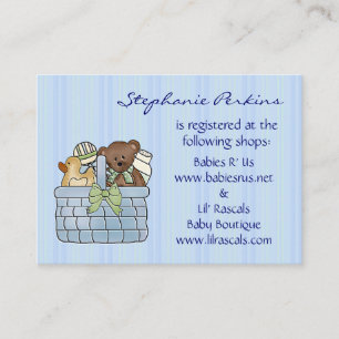 Cartões do registro da cesta do presente do bebê