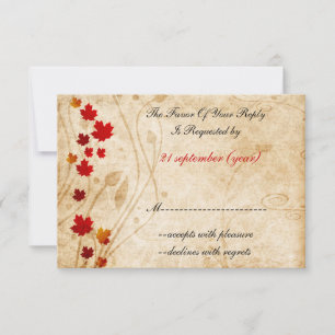 cartões do rsvp do casamento do marrom do outono