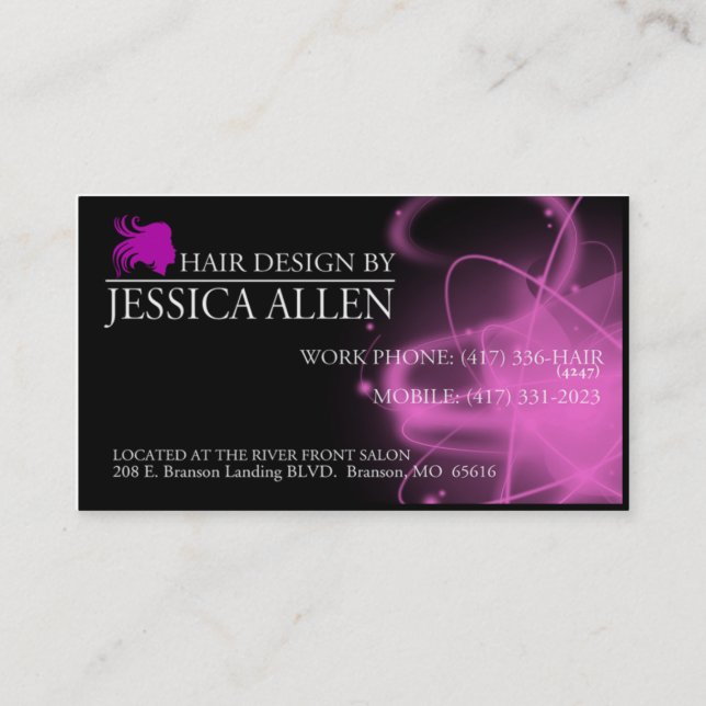 Cartões do salão de beleza de Jessica (Frente)