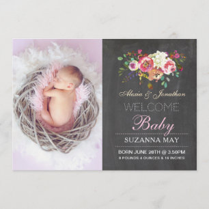 Cartões do Stats do bebé do anúncio do nascimento