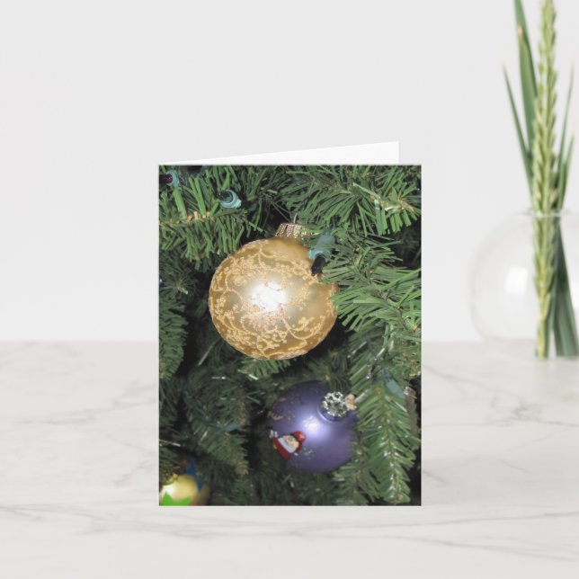 Cartões Dobrados em Branco de Ornamento de Natal (Frente)