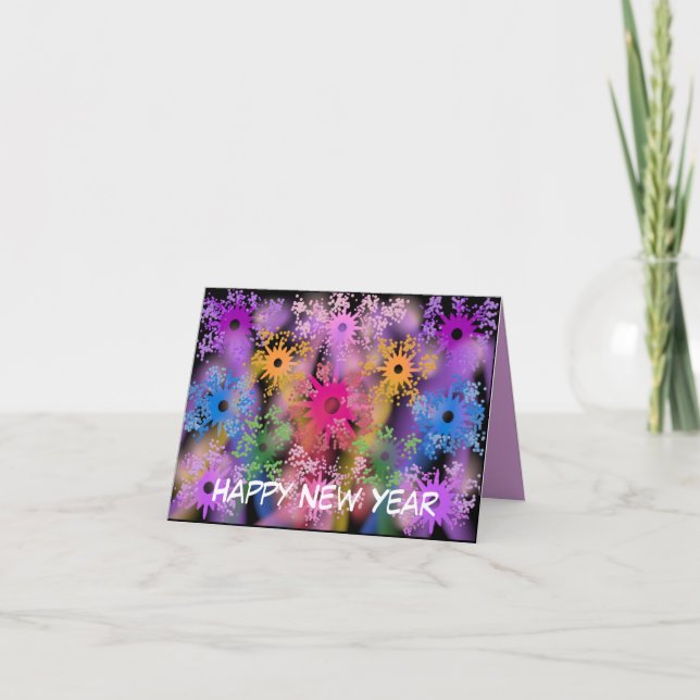 Cartões dos fogos-de-artifício do feliz ano novo (Frente)