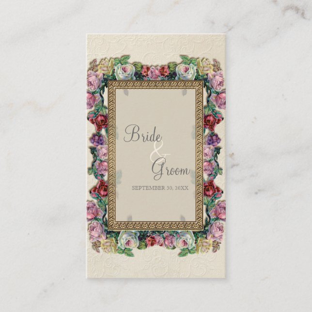 Cartões Dourados Brocade Floral para Elegantes For (Frente)