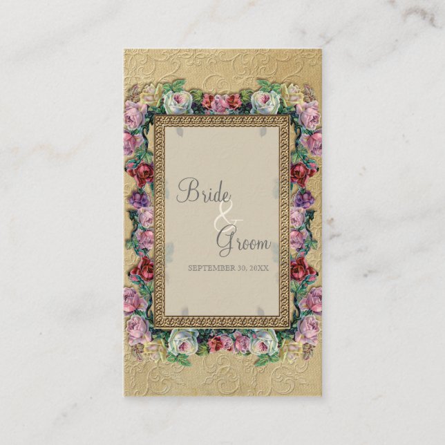 Cartões Dourados Brocade Floral para Elegantes For (Frente)