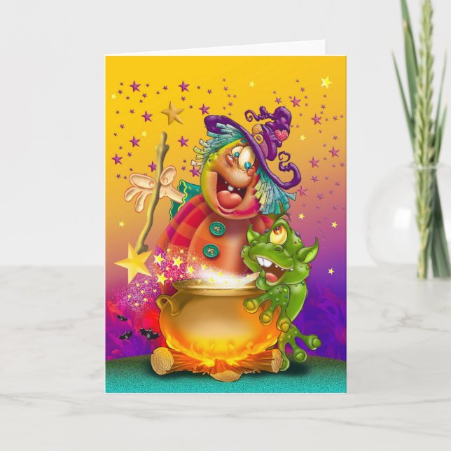 Cartões e convite do Dia das Bruxas engraçado (Frente)