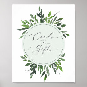 cartões e poster frondoso do casamento da aguarel