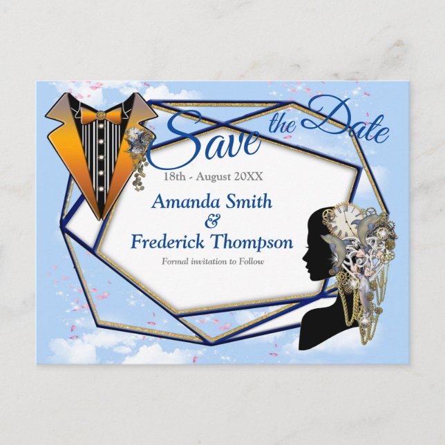 Cartões e presentes de festa de casamento Steampun (Frente)