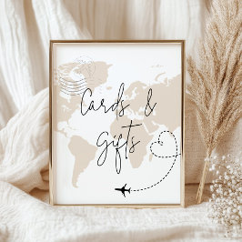 Cartões e presentes mapeiam o poster do avião