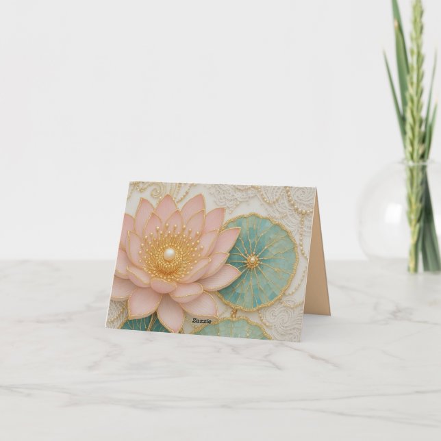 Cartões em Branco Rosa Floral & Verde (Verso)