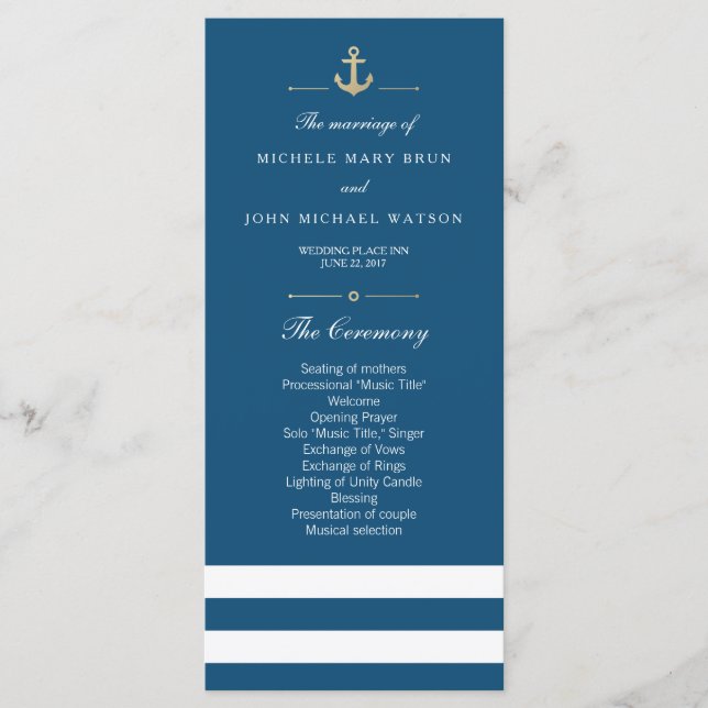 Cartões em rack de programa náutico com risca bran (Frente)