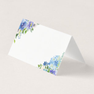 Cartões florais do lugar dos Hydrangeas azuis da