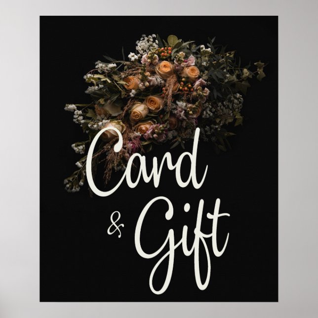 Cartões Florais e Poster de presentes pretos (Frente)