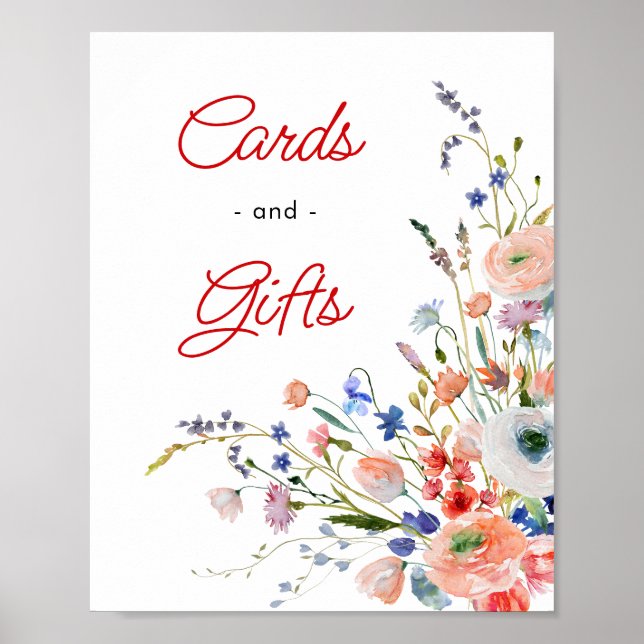 Cartões Florais Elegantes e Poster de Presente (Frente)