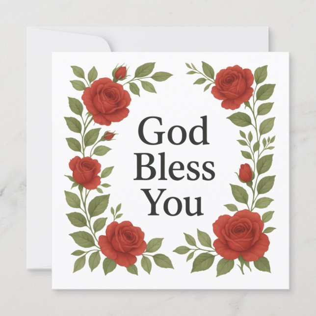 Cartões Florais Rosa Religiosos Deus Abençoe Você (Frente)