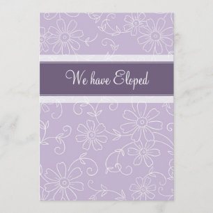 Cartões florais roxos do anúncio do Elopement