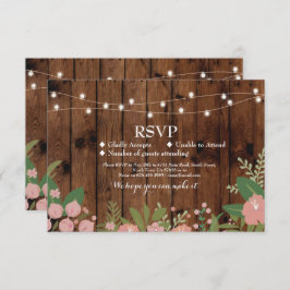 Cartões Florais Rustic Wood Invites para Casamento