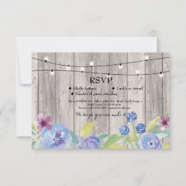 Cartões Florais Rustic Wood Invites para Casamento