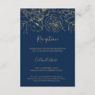 Cartões floral dourado da inserção da recepçã
