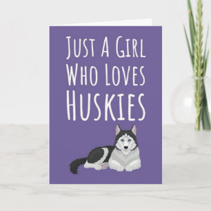Cartões Fofo de Husky Siberiano Rosa para Meninas