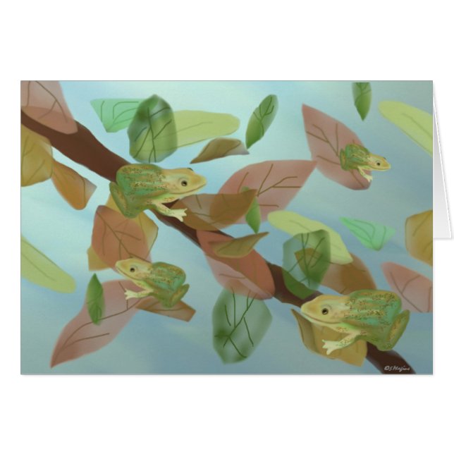 Cartões Frolicking dos sapos (Frente horizontal)
