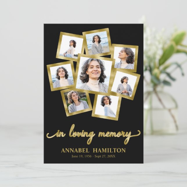 Cartões Funerais De Colagem De Fotos Para Serviço (Em pé/Frente)