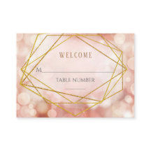 Cartões Geométricos De Mesa De Casamento Rosa