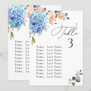 Cartões Gráficos de Número de Tabela Hydrangea Azu