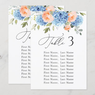 Cartões Gráficos de Número de Tabela Hydrangea Azu