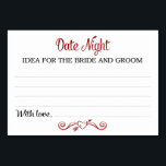 Cartões Ideais de Data Noite<br><div class="desc">Estes cartões noturnos de querido serão o complemento perfeito para a sua recepção de casamento ou festa. Este design apresenta uma combinação de fontes negras e vermelhas, com um cartaz como sotaque, pedindo aos seus convidados que deixem uma nota com suas melhores ideias de encontro. O cartão tem espaço disponível...</div>