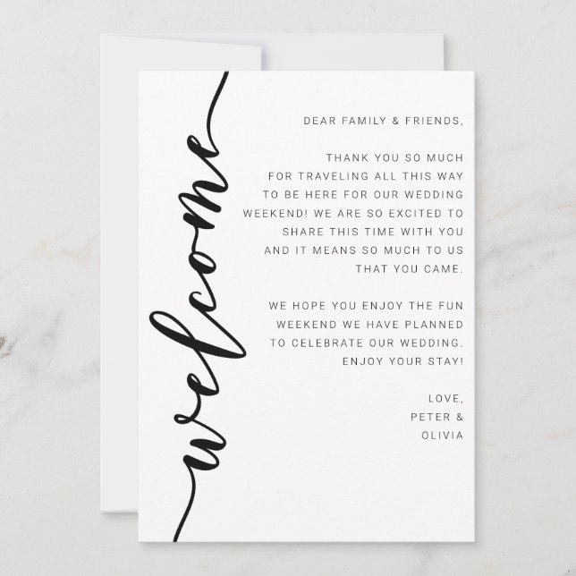 Cartões Itinerários De Fim De Semana De Boas-Vinda (Frente)