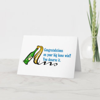 Cartões Keno: Parabéns na sua grande vitória do Ke