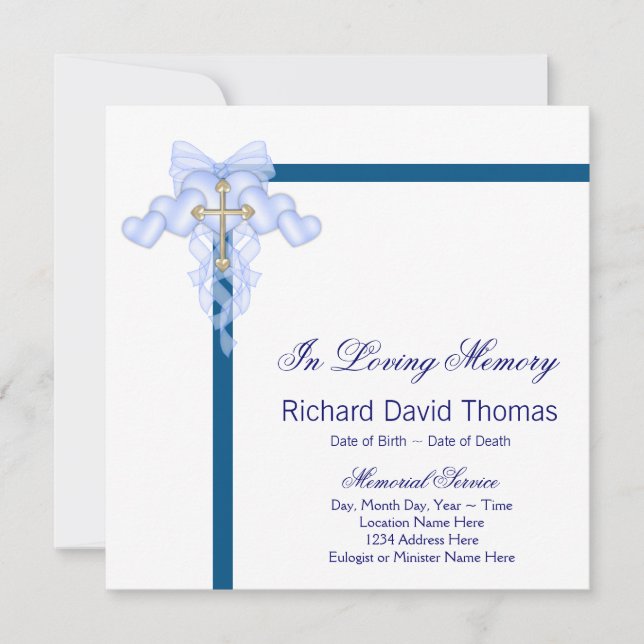 Cartões Marinho de luto azul (Frente)