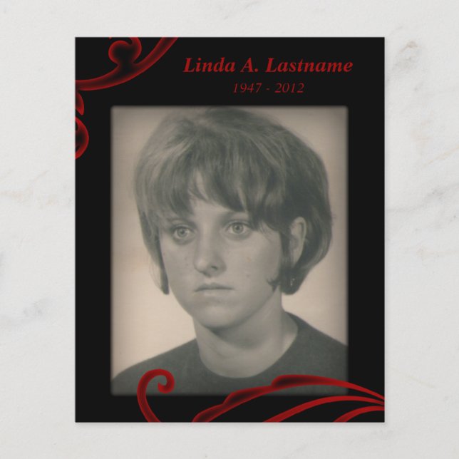 cartões memoriais com floreio vermelho (Frente)