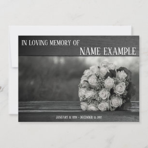 Cartões Memoriais Um buquê de rosas brancas monocr