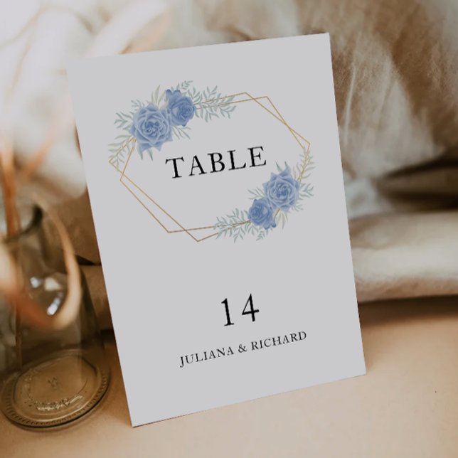 Cartões Mesa de Casamento Azul (Blue Wedding Table Cards Template)