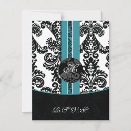cartões monogramdamask aqua rsvp
