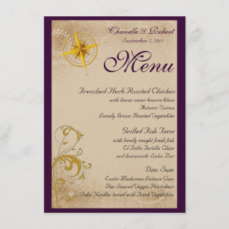 Cartões náuticos do menu do vintage