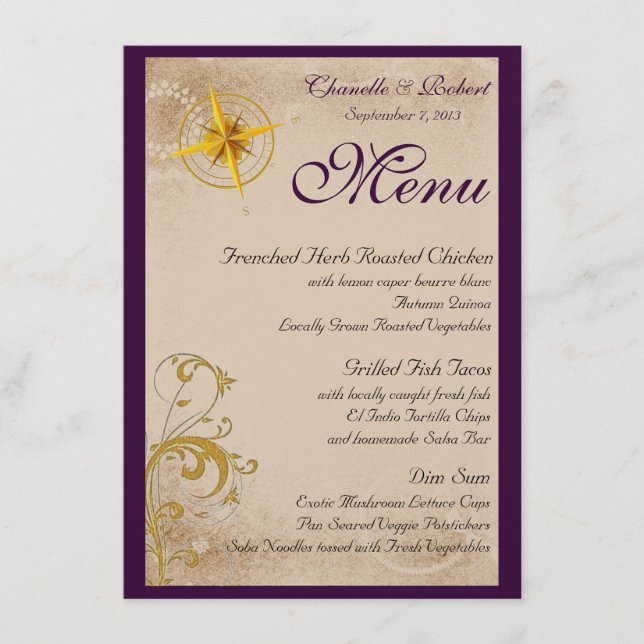 Cartões náuticos do menu do vintage (Frente)