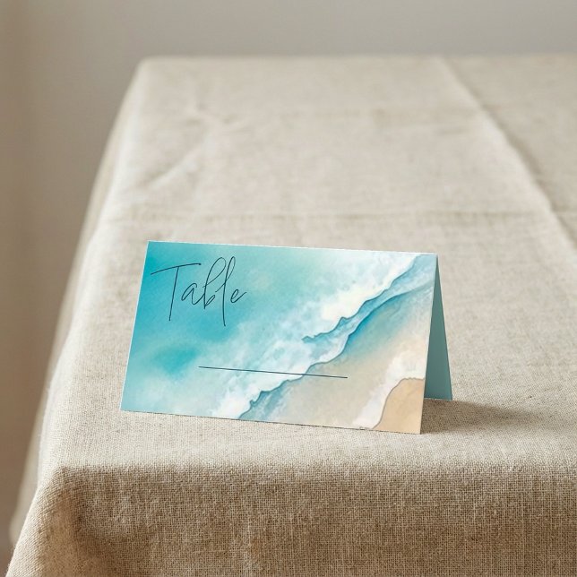 Cartões Número da Tabela Serene Blue Ocean Beach (Serene Blue Ocean Beach Table Number Cards.)